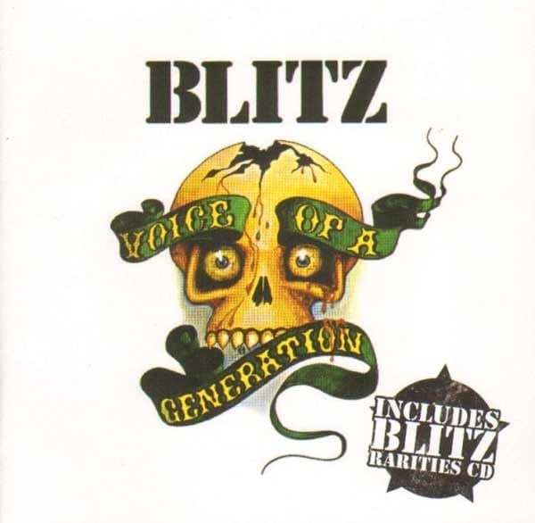 Album cover for Blitz’s “Voice Of A Generation” featuring a skull illustration.