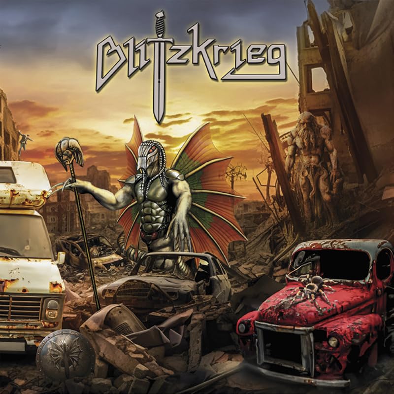 Album cover: robotic figure amidst war-torn cityscape, with the band’s name.