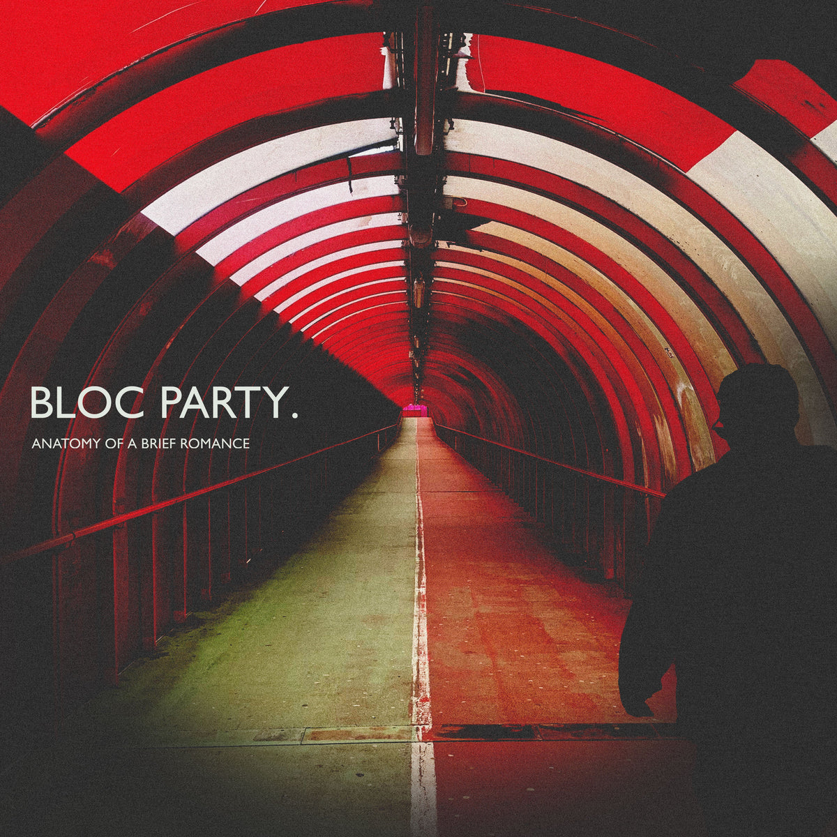 Bloc Party album cover: red and white striped tunnel with a figure.