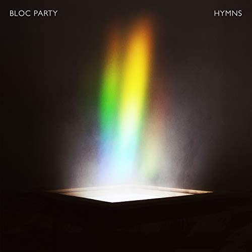 Bloc Party’s “Hymns” album cover: a colorful light beam on a white surface.