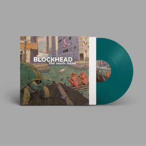 Blockhead vinyl record cover with illustrated animals and a teal disc.