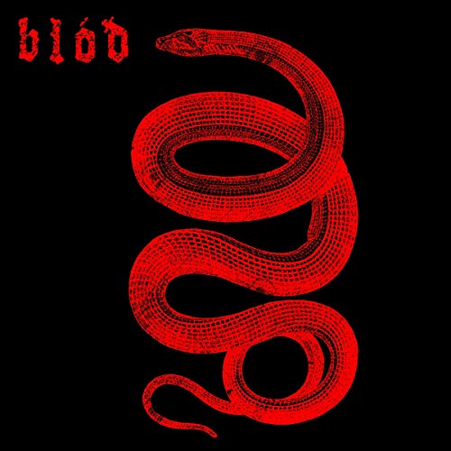 Red serpent coiled against a black background with the band’s name above.