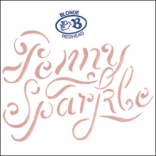 Blonde Redhead Penny Sparkle album cover with pink cursive text on a white background.