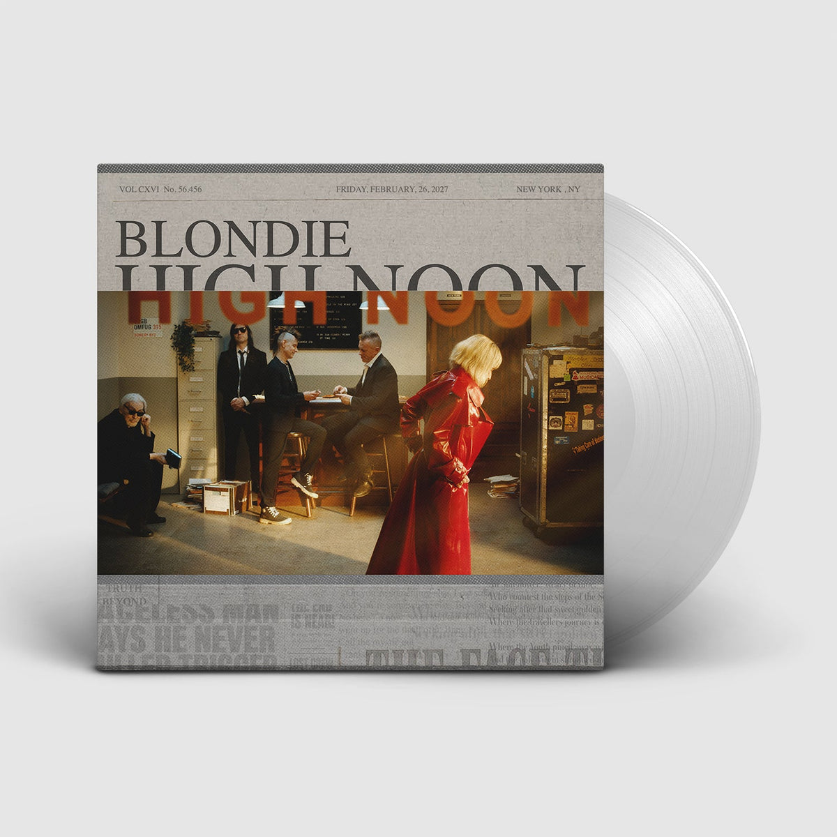 Blondie “High Noon” vinyl record cover and clear vinyl disc shown.