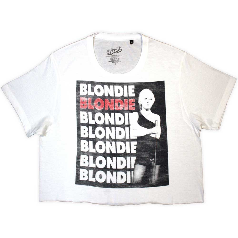 XX-Large blondie crop top with stacked logo graphic, likely white or light colored.