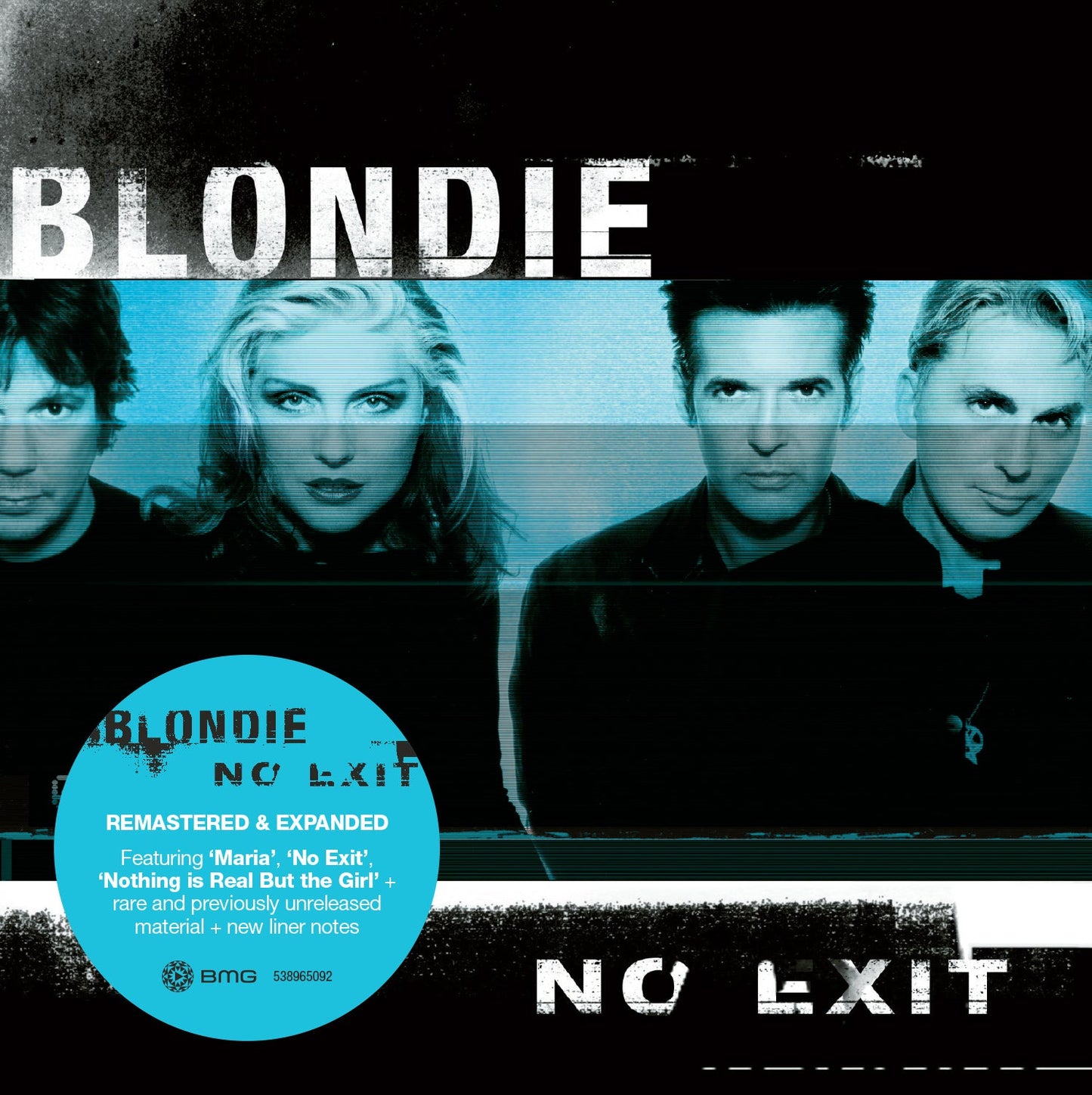 CD cover for Blondie's No Exit featuring a blue-tinted band portrait and text.