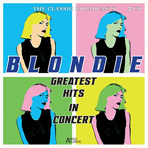 CD cover for Blondie’s “Greatest Hits In Concert” with pop art portraits.