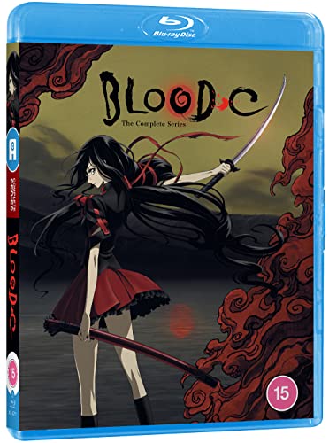 Anime girl with long black hair holding a sword on a Blood-C Blu-ray cover.