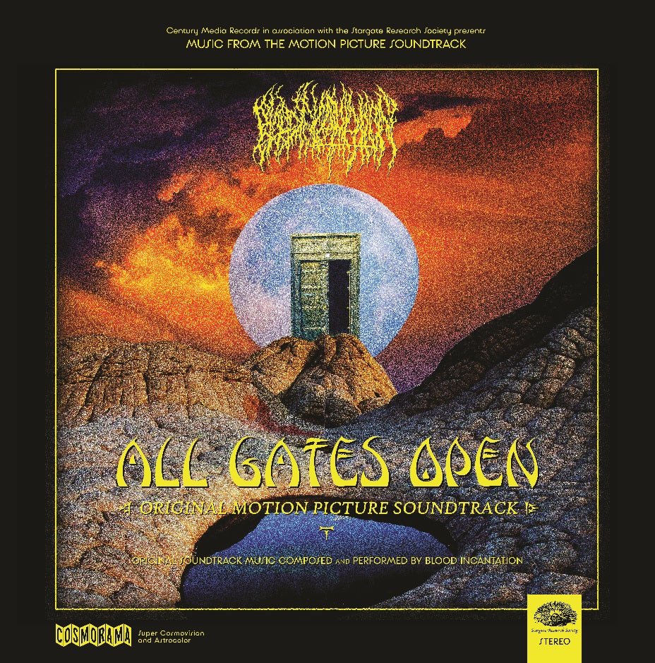 Album cover for “All Gates Open” with a doorway in a rocky landscape.