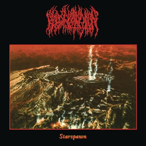 CD cover for Blood Incantation’s “Starspawn” with a fiery, alien landscape.