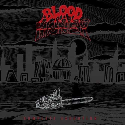 CD cover: “Blood Money” with a cityscape and chainsaw illustration.