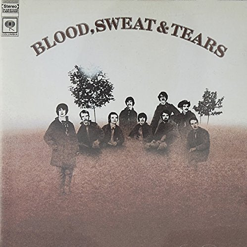 Album cover for Blood, Sweat & Tears featuring a band photo in a field.