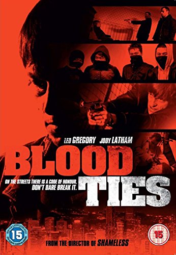 “Blood Ties” DVD cover featuring masked figures and city skyline.