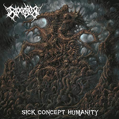 Dark, grotesque mass of intertwined flesh and limbs against a moody, teal-toned background.