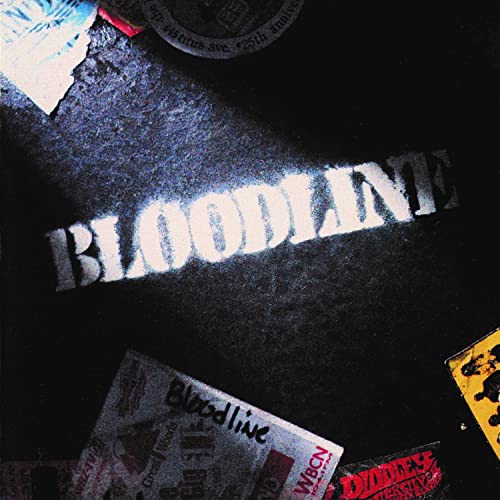 CD cover for “Bloodline” with bold, distressed white lettering on black.