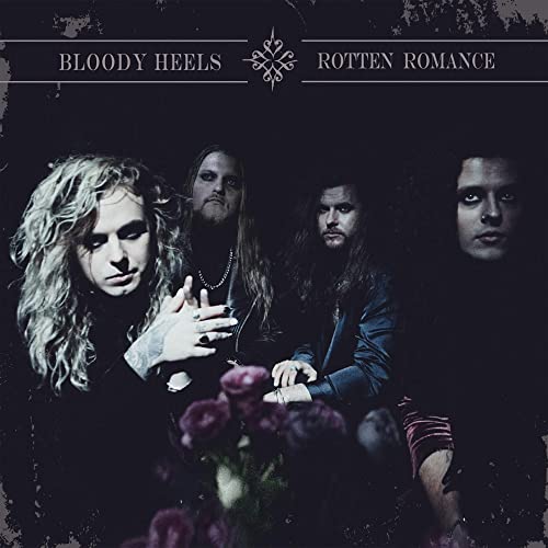 CD cover for Bloody Heels’ “Rotten Romance” featuring four band members.