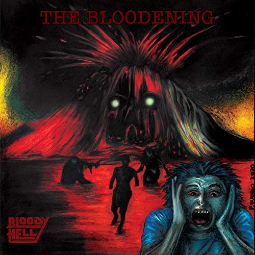 CD cover: red and black horror illustration with figures fleeing a monster.