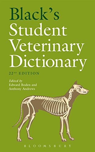 Green cover of "Black's Student Veterinary Dictionary" with dog skeleton illustration.