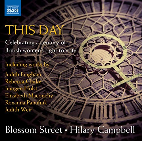 CD cover for "This Day" celebrating women’s suffrage, with clock imagery.