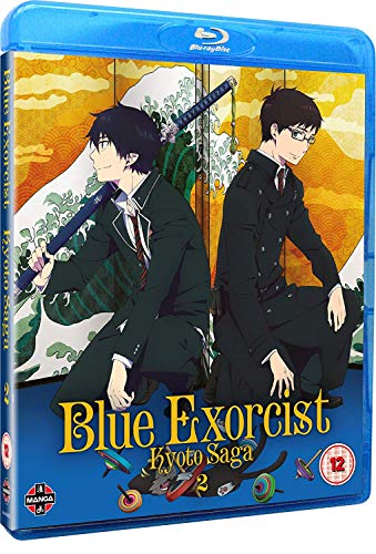 Blue Exorcist Kyoto Saga Blu-ray cover featuring two anime characters with swords.