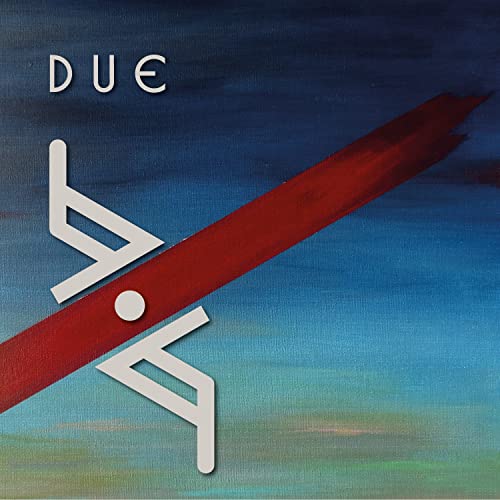 CD cover with abstract red diagonal slash over a blue background.