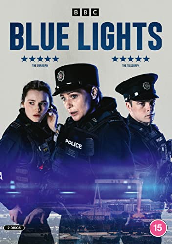 DVD cover for “Blue Lights” featuring three police officers.