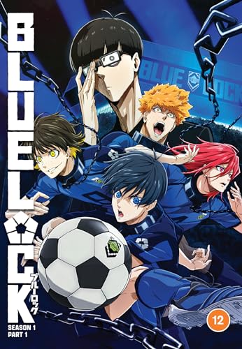 Blue Lock" DVD cover featuring five anime soccer players and a ball.