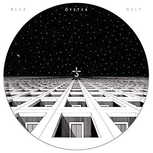 Blue Oyster Cult album cover: starry sky over a grid-like landscape.