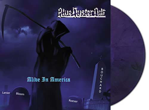 Purple marble vinyl record for Blue Öyster Cult’s “Alive In America” album.