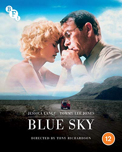 Blue Sky" Blu-ray cover featuring Jessica Lange and Tommy Lee Jones in embrace.