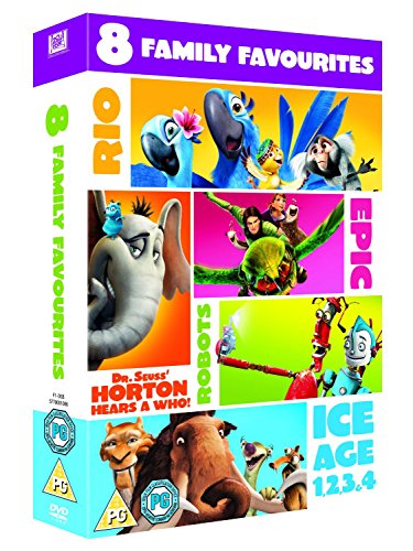 Blue Sky 8 Family Favourites DVD boxset featuring characters from Rio, Horton, Robots, and Ice Age.