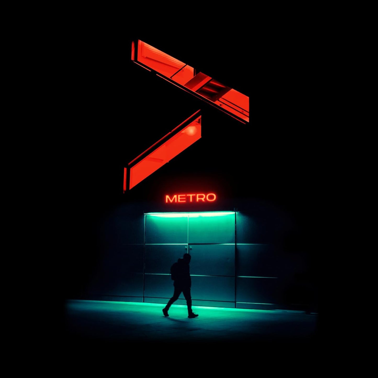 CD cover for “Metro” by Blue Stonesthe, featuring neon lights and a figure.