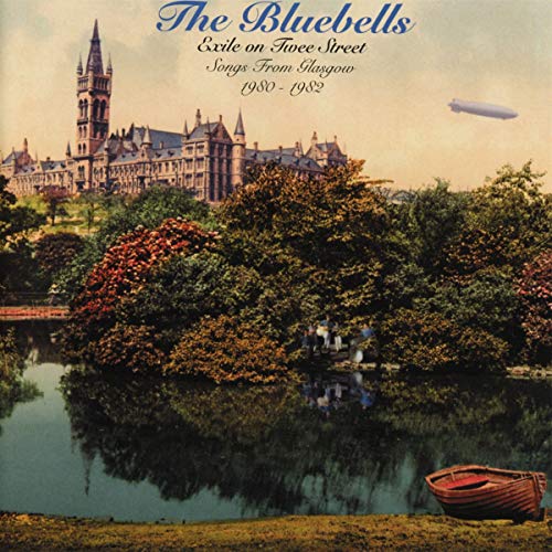 Album cover showing a lake, trees, a building, and a zeppelin in the sky.