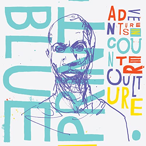 Album cover: sketched portrait with colorful, abstract text overlay.