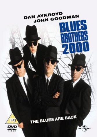 DVD cover art for Blues Brothers 2000 featuring four men in suits and sunglasses.