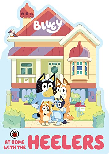Bluey and family stand in front of their colorful Queenslander-style home.