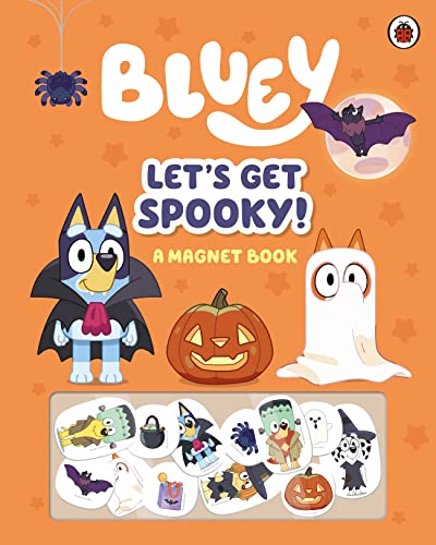 Bluey magnet book with Halloween characters including a ghost and vampire.