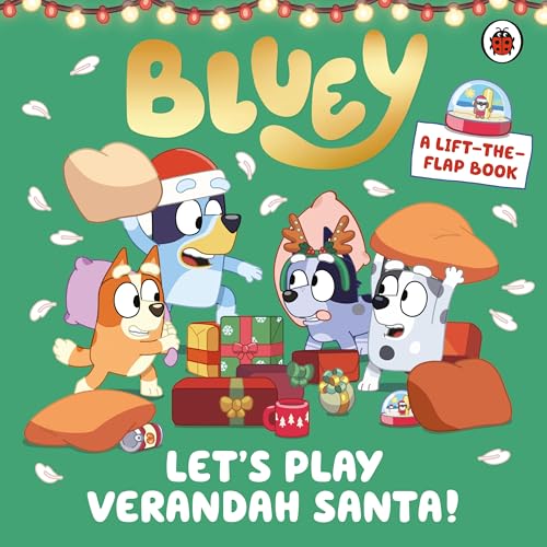 Bluey and family characters in a festive Christmas scene, lift-the-flap book.