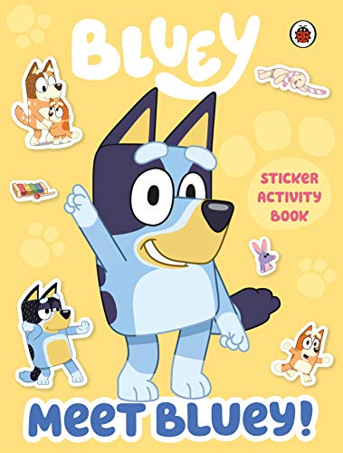 Bluey character sticker activity book cover with Bluey and Bingo.
