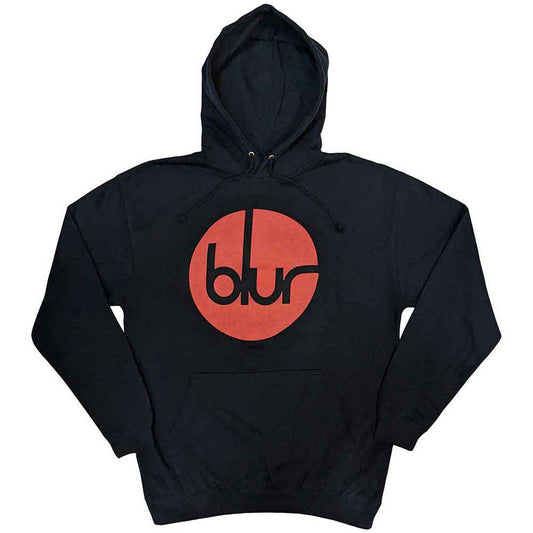 Navy blue unisex hoodie with a circular logo, size X-Large.