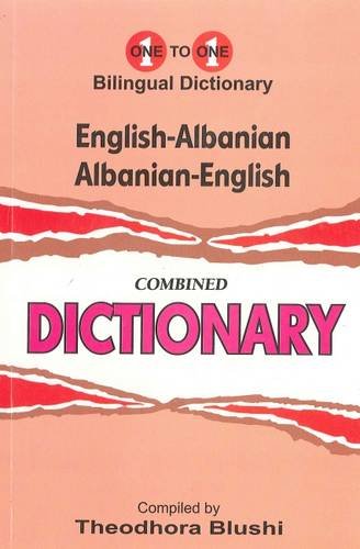 The cover of an English-Albanian and Albanian-English dictionary with pink and white design.