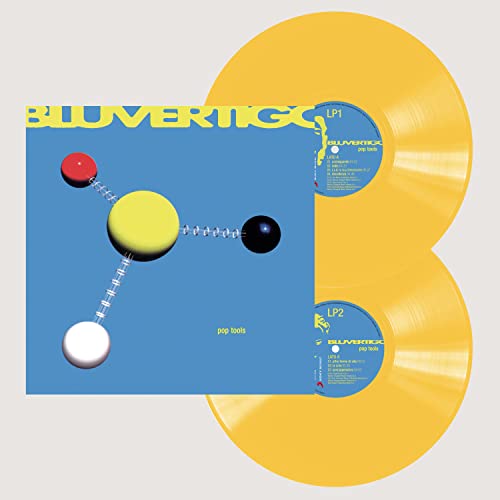 Bluvertigo “Pop Tools” vinyl record with abstract yellow and blue design.