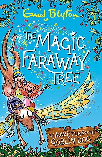 Book cover: children riding a winged dog near a magical tree.