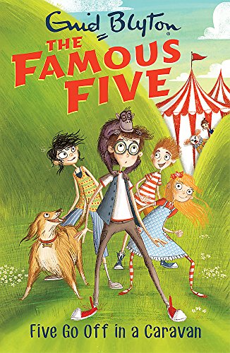 Book cover illustration of four children and a dog with a circus tent background.