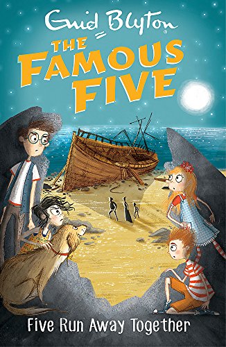 Book cover: children, dog, shipwreck on a sandy beach at night.