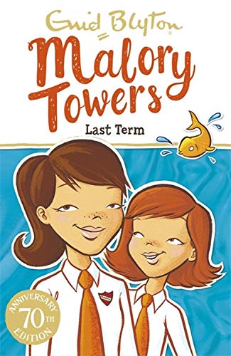 Colourful children's book cover with a school building and possibly a seaside background.