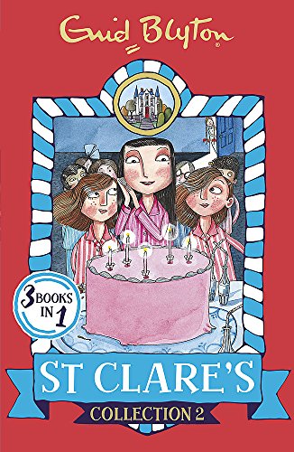 Book cover: girls with a birthday cake, school building illustration.