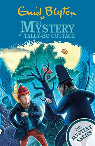 Book cover: children, a policeman, and a cottage in a dark landscape.