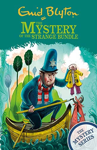 Book cover: Policeman in a boat examining a yellow garment.