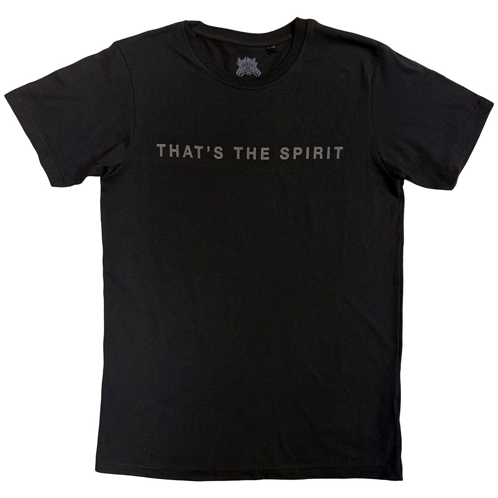 Black t-shirt with white text reading "THAT'S THE SPIRIT" on the front.